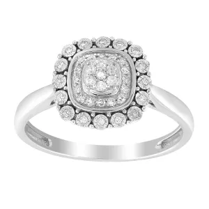 0.15ct Diamond Cluster Engagement Ring In 9Ct White Gold