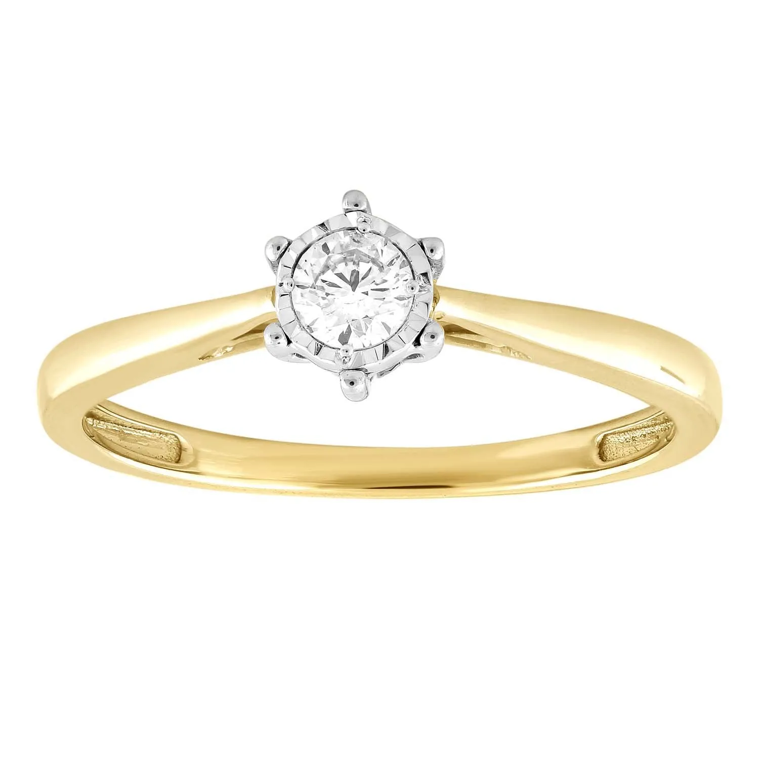 0.15ct Round Brilliant Diamond Engagement Ring In 9Ct Yellow Gold