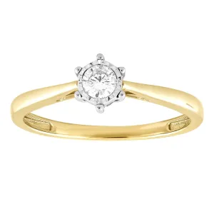 0.15ct Round Brilliant Diamond Engagement Ring In 9Ct Yellow Gold