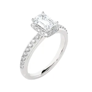 1 3/4 ctw Emerald-Cut Lab Grown Diamond Side Stone Engagement Ring