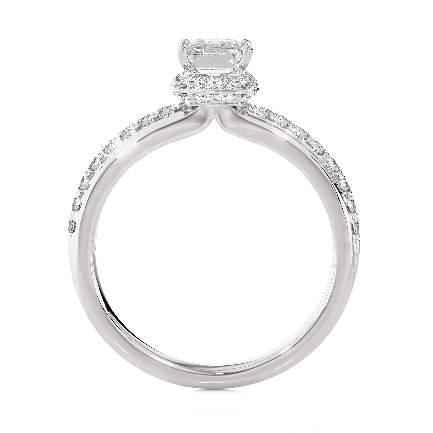 1 3/4 ctw Emerald-Cut Lab Grown Diamond Side Stone Engagement Ring