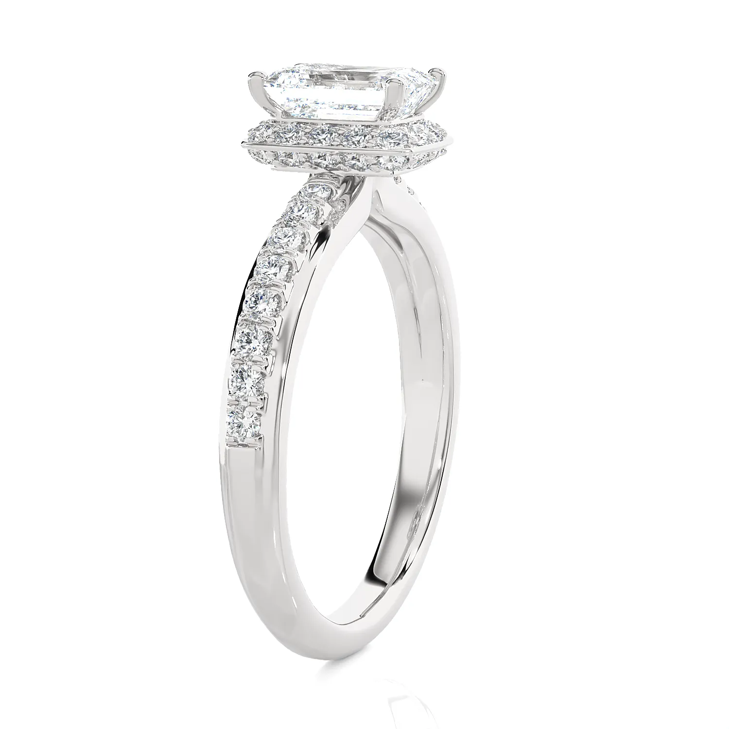 1 3/4 ctw Emerald-Cut Lab Grown Diamond Side Stone Engagement Ring