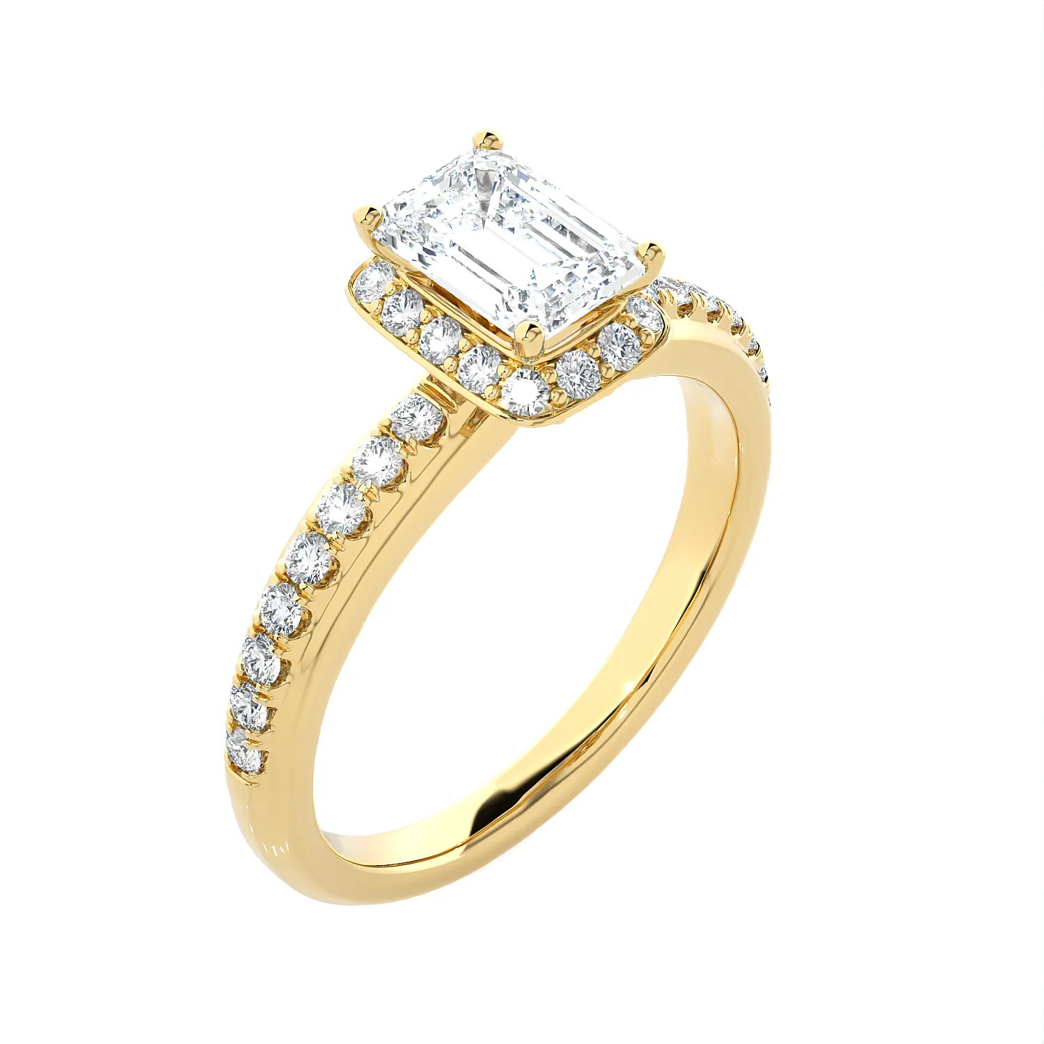 1 3/4 ctw Emerald-Cut Lab Grown Diamond Side Stone Engagement Ring