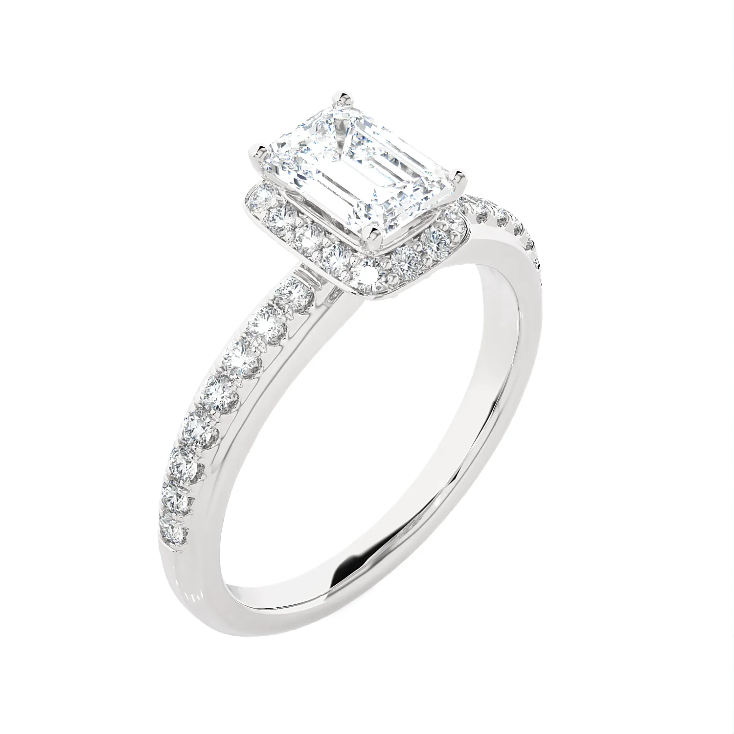 1 3/4 ctw Emerald-Cut Lab Grown Diamond Side Stone Engagement Ring