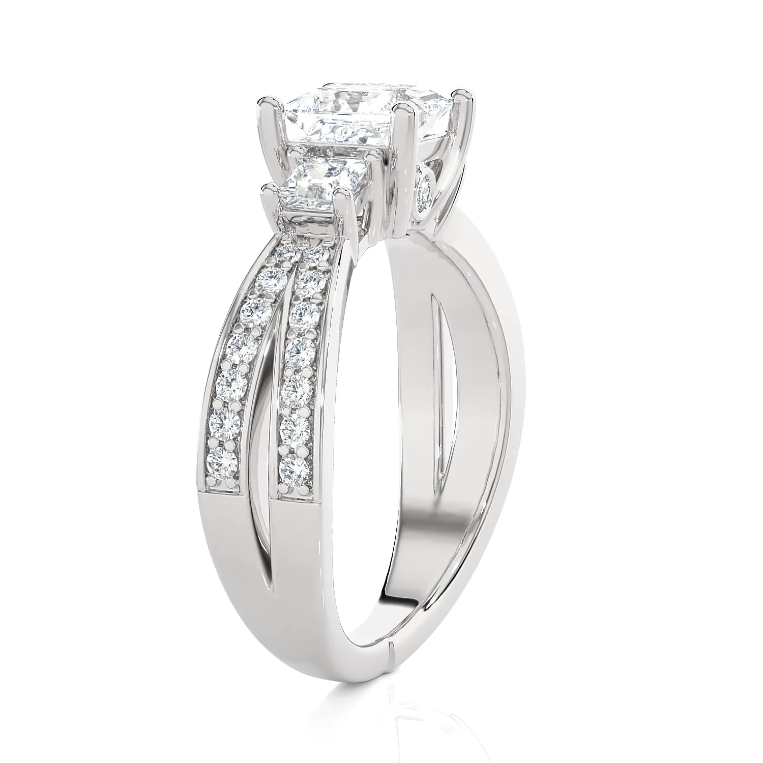1 5/8 ctw Princess-Cut Three Stone Lab Grown Diamond Ring