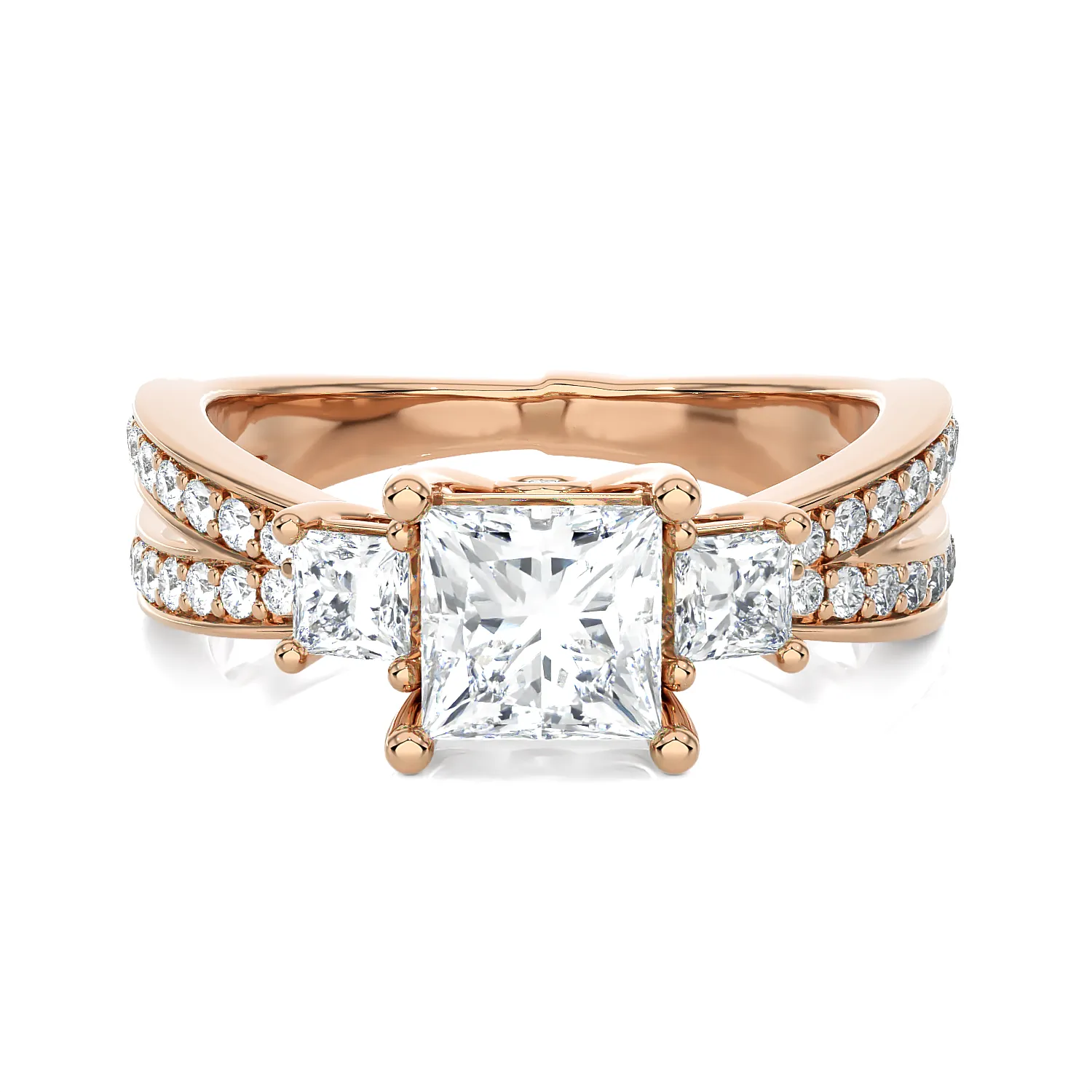 1 5/8 ctw Princess-Cut Three Stone Lab Grown Diamond Ring