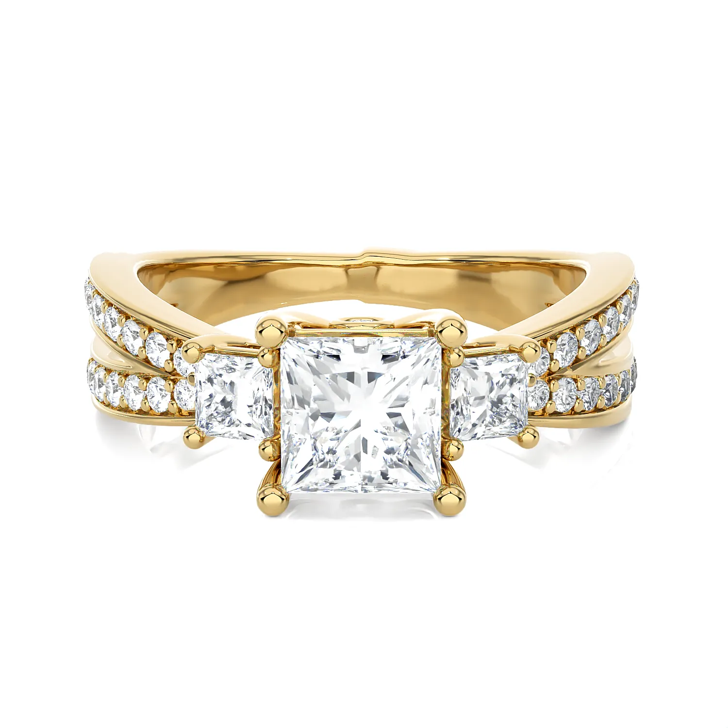 1 5/8 ctw Princess-Cut Three Stone Lab Grown Diamond Ring