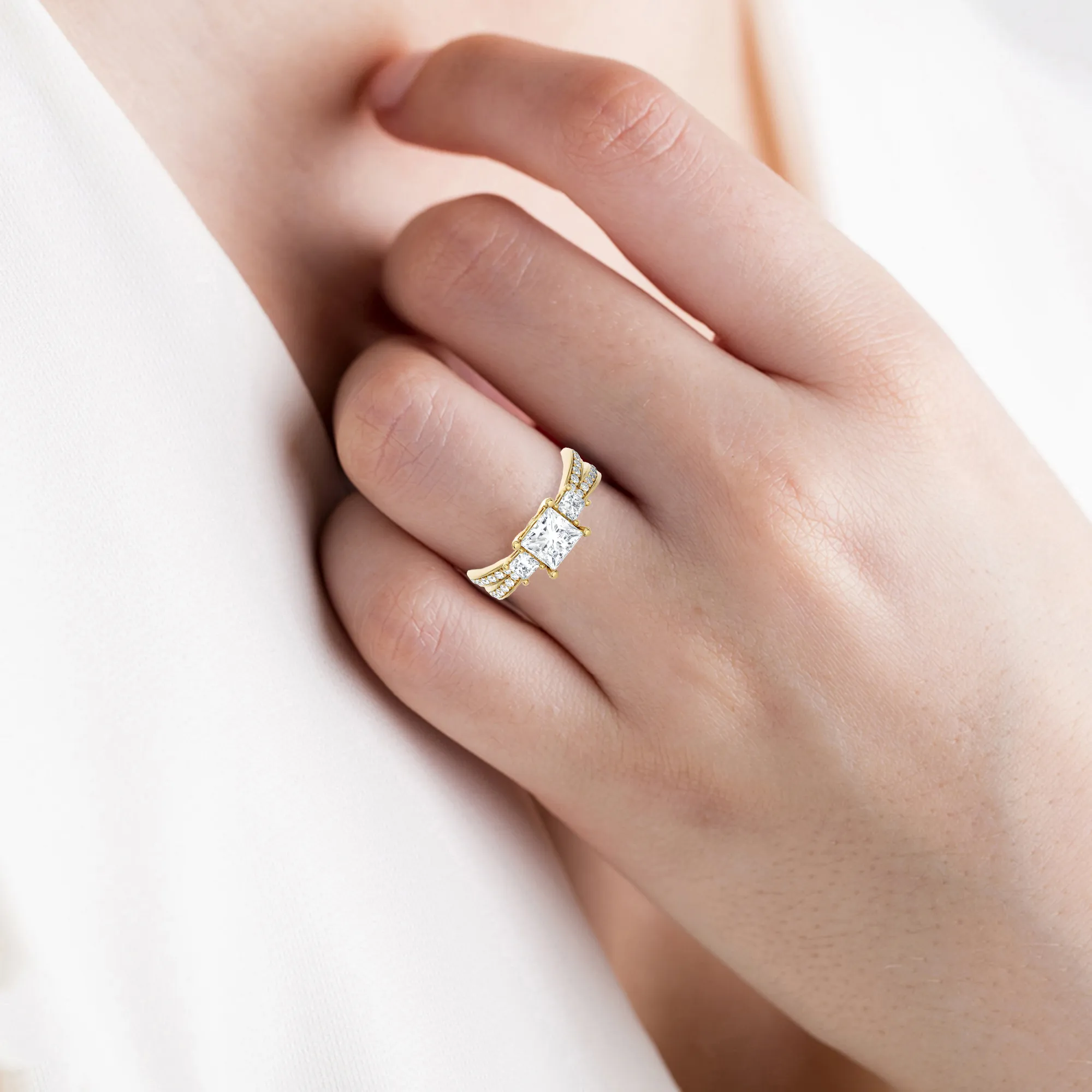 1 5/8 ctw Princess-Cut Three Stone Lab Grown Diamond Ring