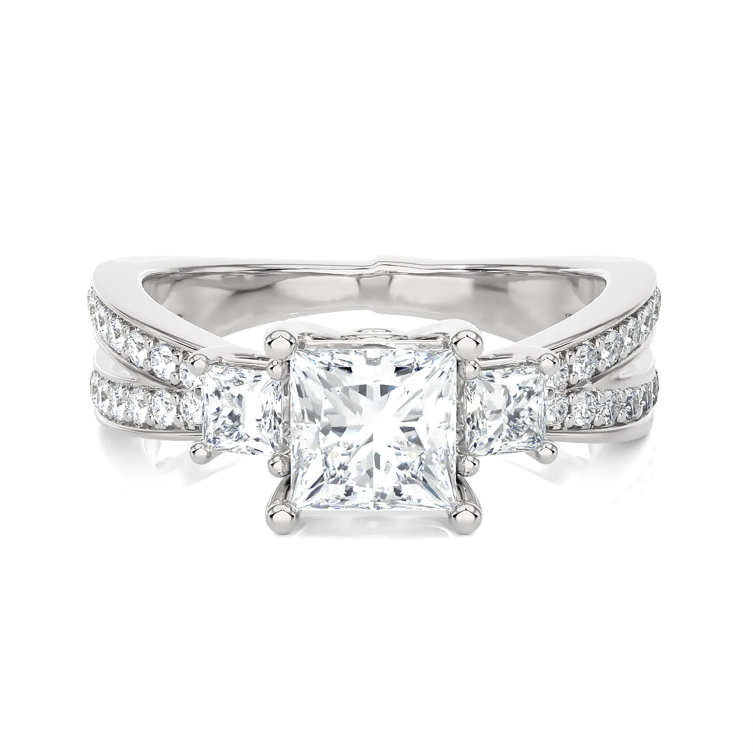 1 5/8 ctw Princess-Cut Three Stone Lab Grown Diamond Ring