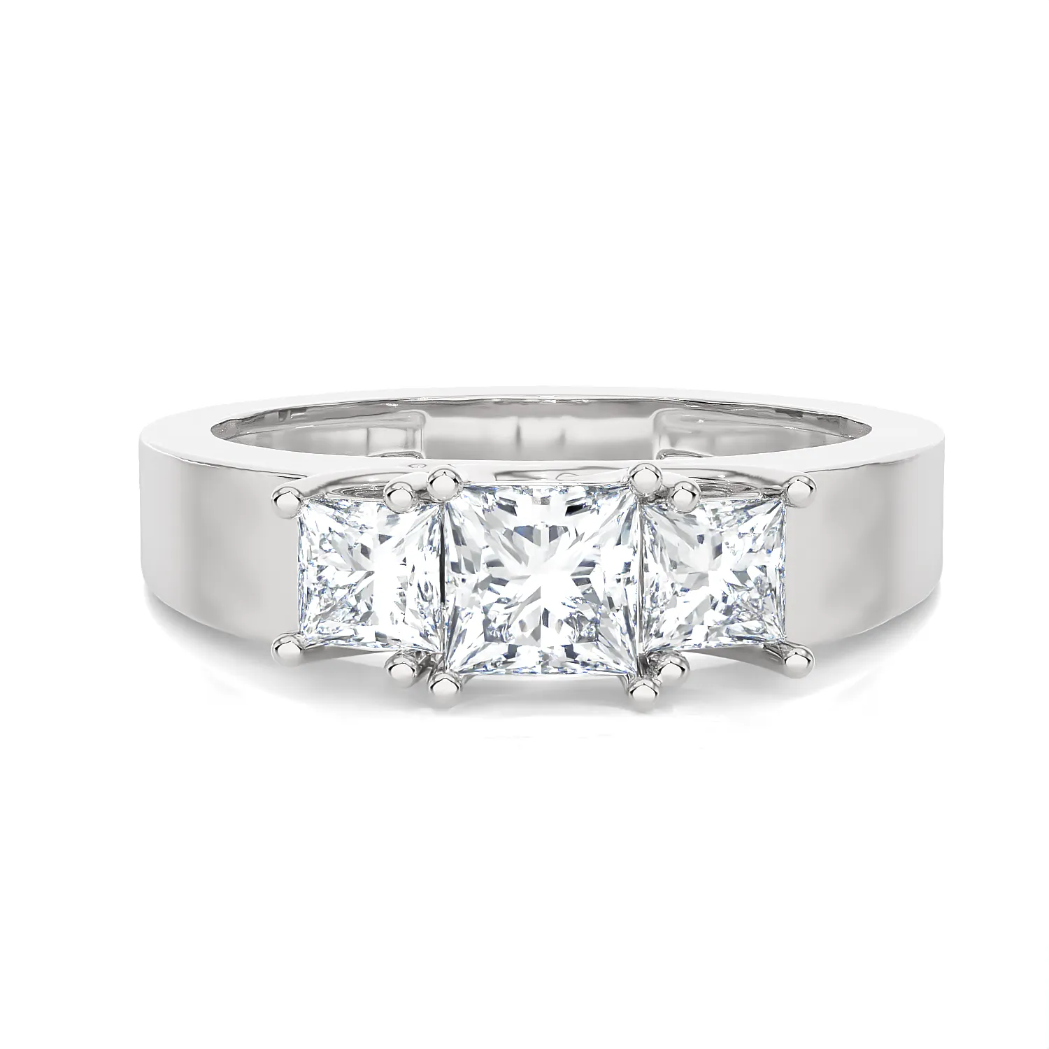 1 ctw Princess-Cut Three Stone Lab Grown Diamond Ring
