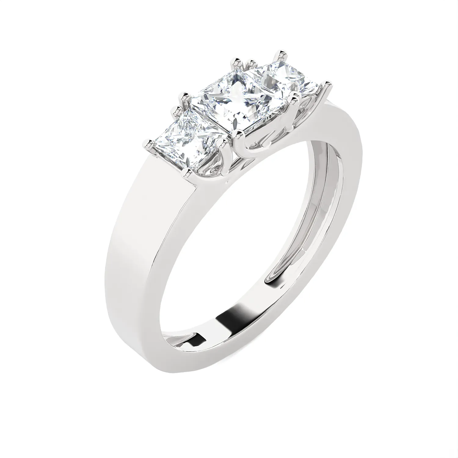 1 ctw Princess-Cut Three Stone Lab Grown Diamond Ring