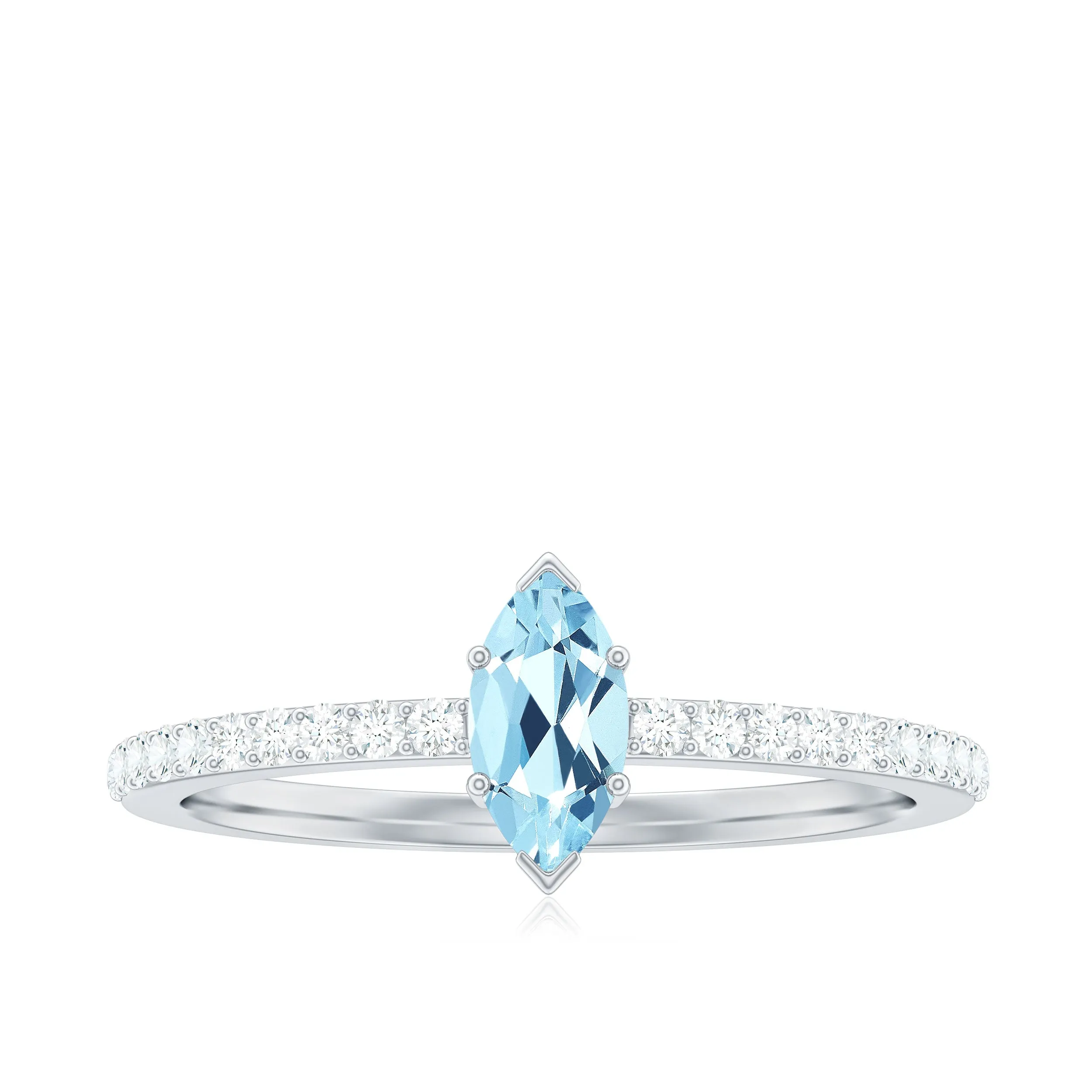 1/2 Ct Aquamarine Marquise Engagement Ring with Diamond