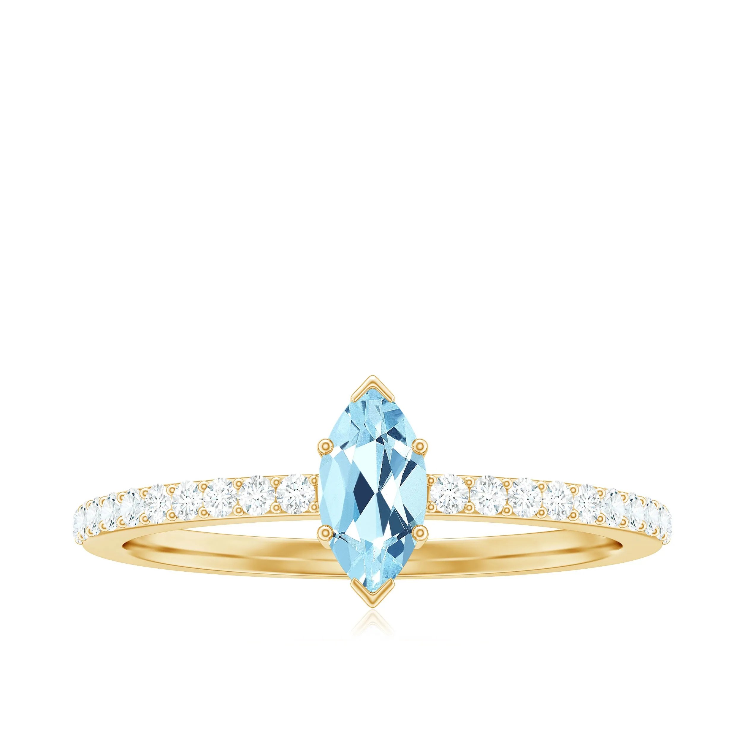1/2 Ct Aquamarine Marquise Engagement Ring with Diamond