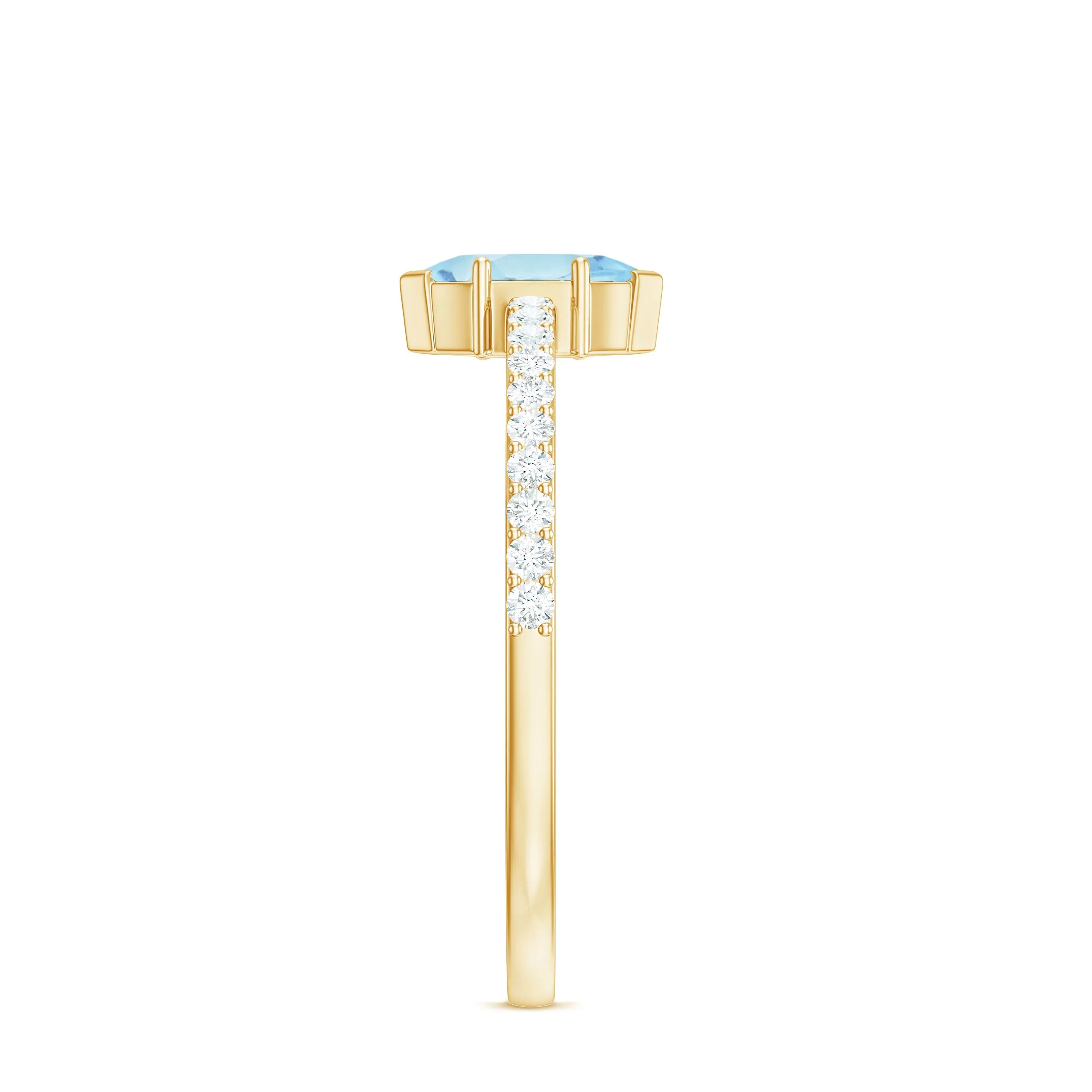1/2 Ct Aquamarine Marquise Engagement Ring with Diamond