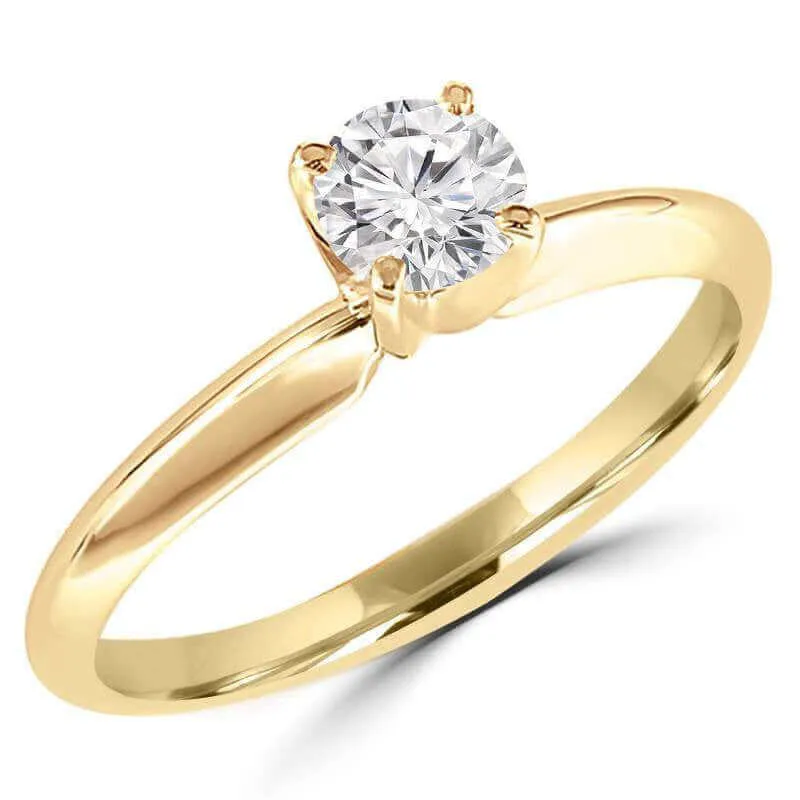 1/4 Carats Solitaire Diamond Engagement Ring GH/SI1-SI2 14K Yellow Gold & White Gold