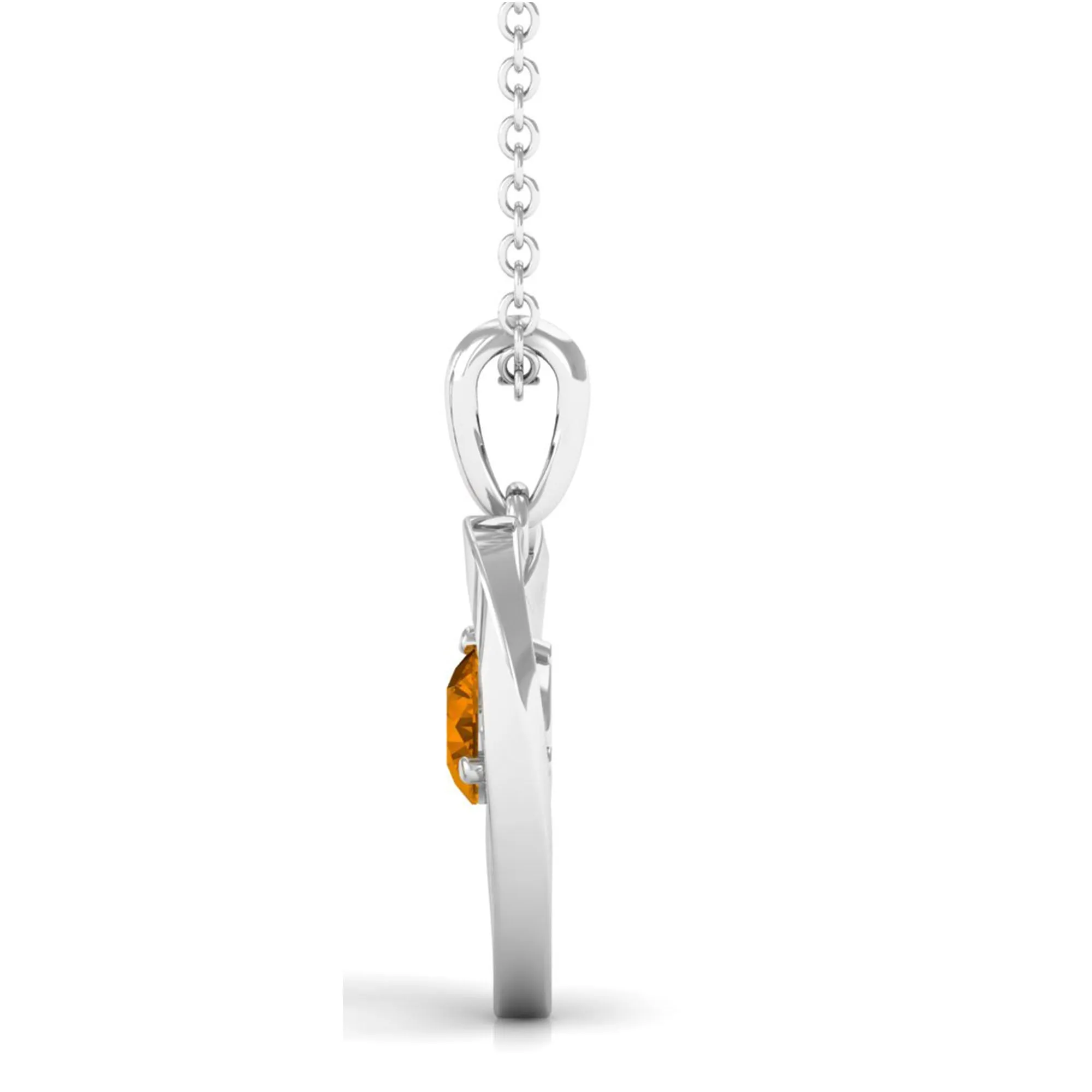 1/4 CT Round Citrine Gold Heart Pendant Necklace