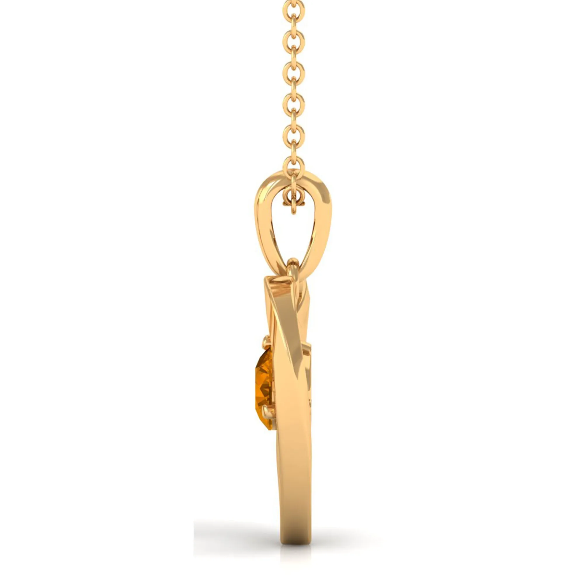 1/4 CT Round Citrine Gold Heart Pendant Necklace