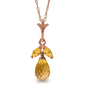14K Solid Rose Gold Citrine Royal Necklace