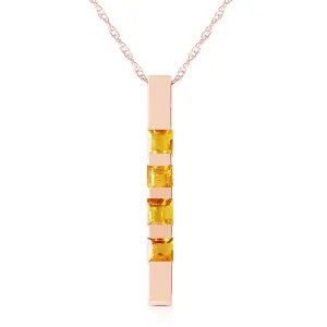 14K Solid Rose Gold Necklace Bar w/ Natural Citrines