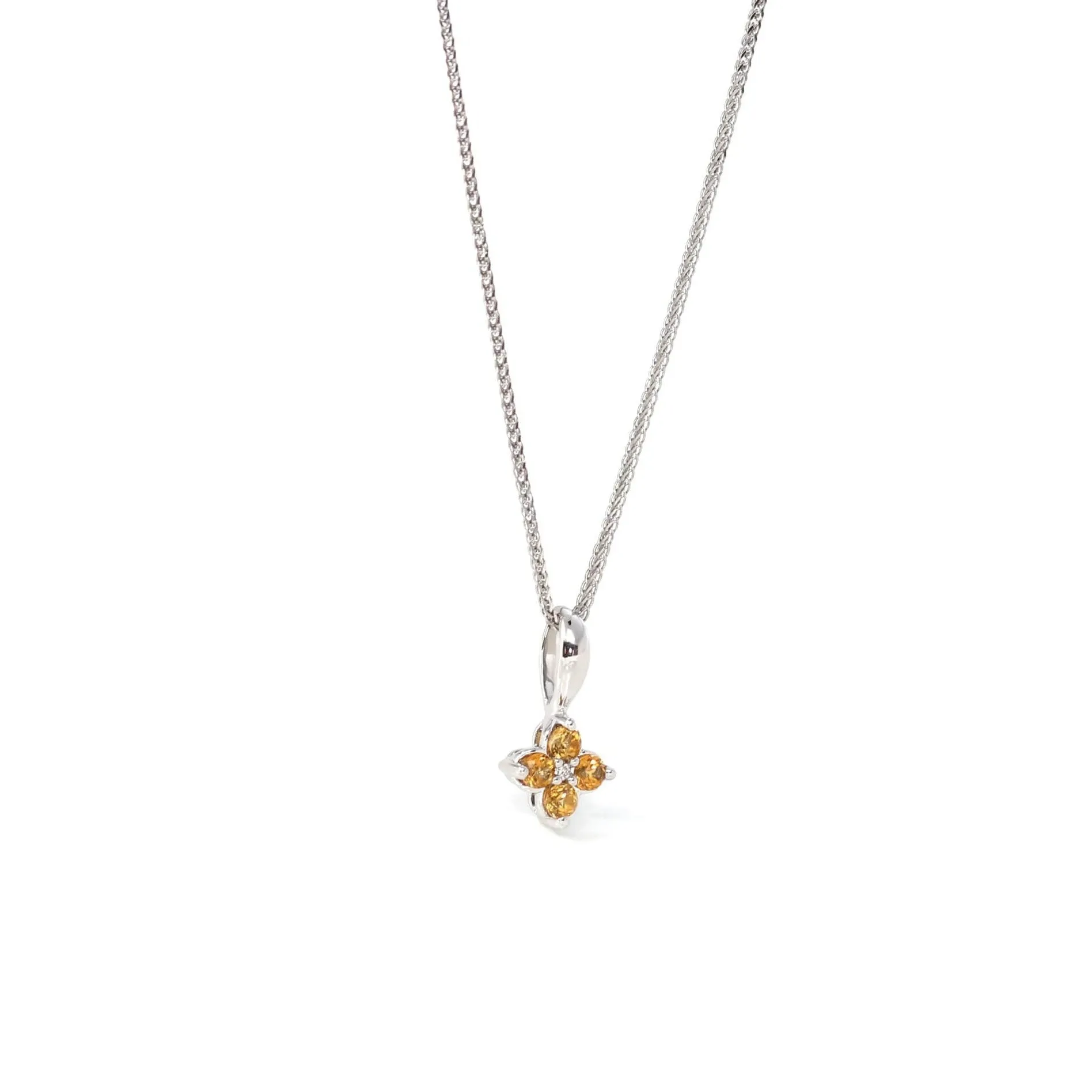 14k White Gold AA Four Styles Of Birthstones, 4 stone Necklace with Diamonds
