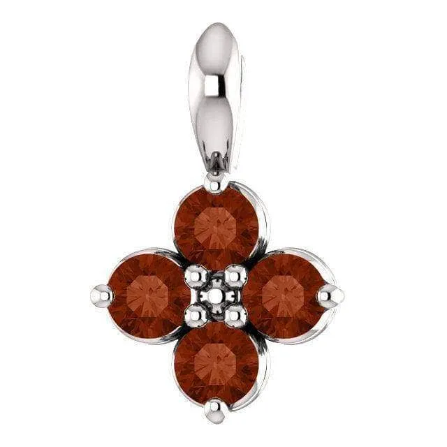 14k White Gold AA Four Styles Of Birthstones, 4 stone Necklace with Diamonds