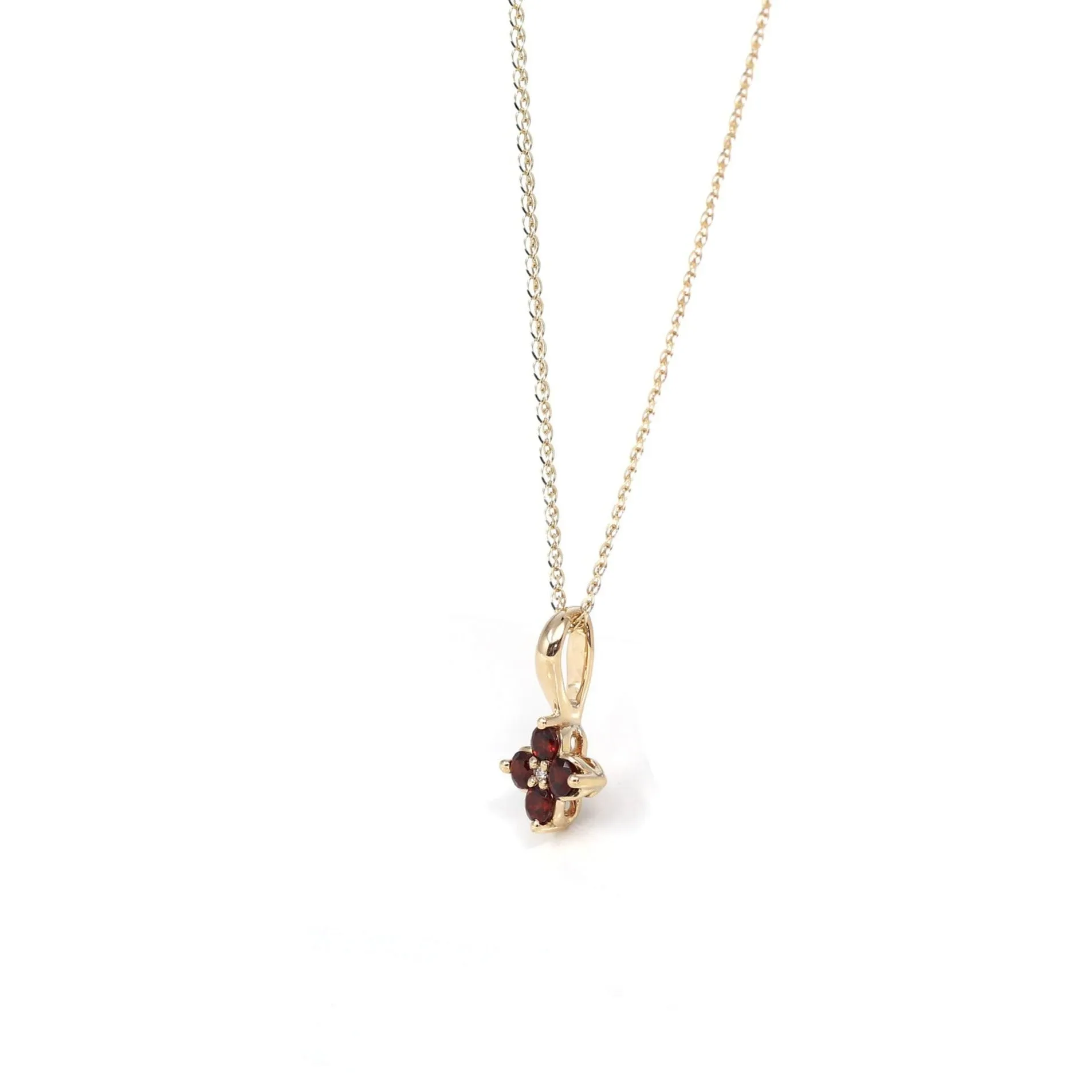 14k White Gold AA Four Styles Of Birthstones, 4 stone Necklace with Diamonds