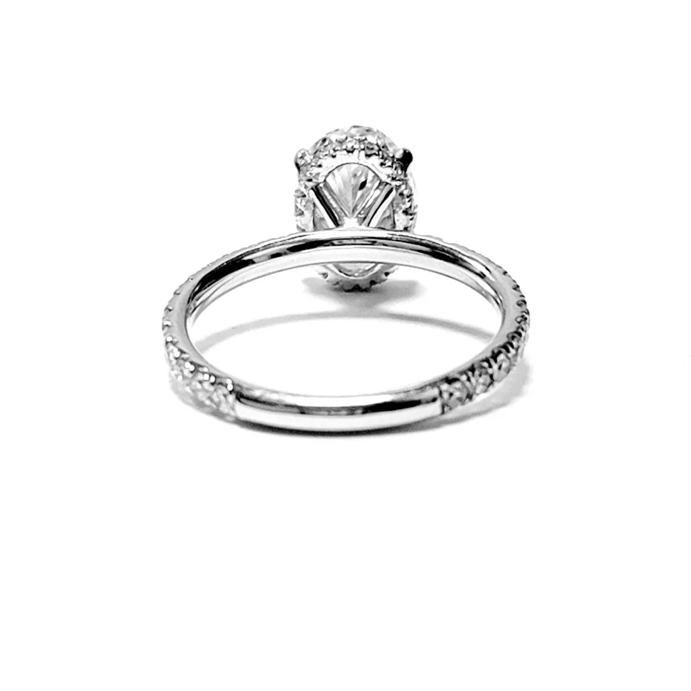 14k White Gold Center 2.03Ct F VS1 IGI with 0.56Ct sides Including Hidden Halo All Lab Grown Diamonds