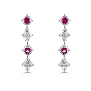 18ct White Gold 0.36ct Ruby And 0.40ct Diamond Drop Earrings