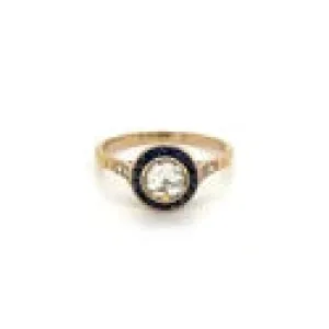 18K YG .50ct Rose Cut Diamond, .62tcw Sapphire & .06tcw Diamond Ring Regard Jewelry Austin, Texas
