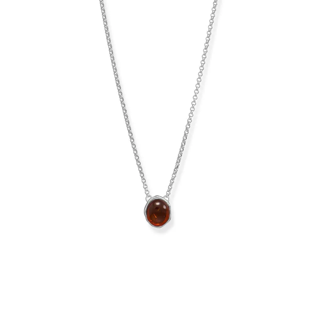18"   2" Hammered Edge Oval Baltic Amber Necklace