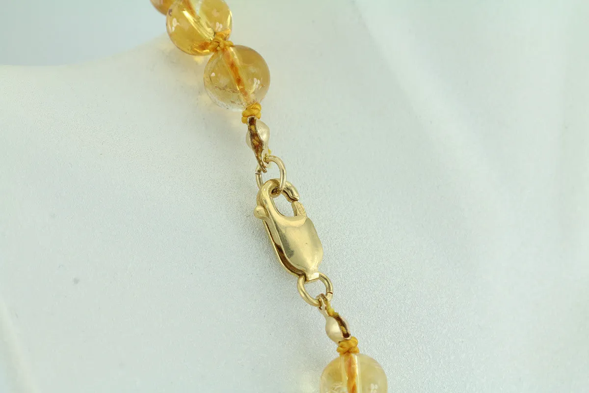 19" Citrine Beaded Necklace