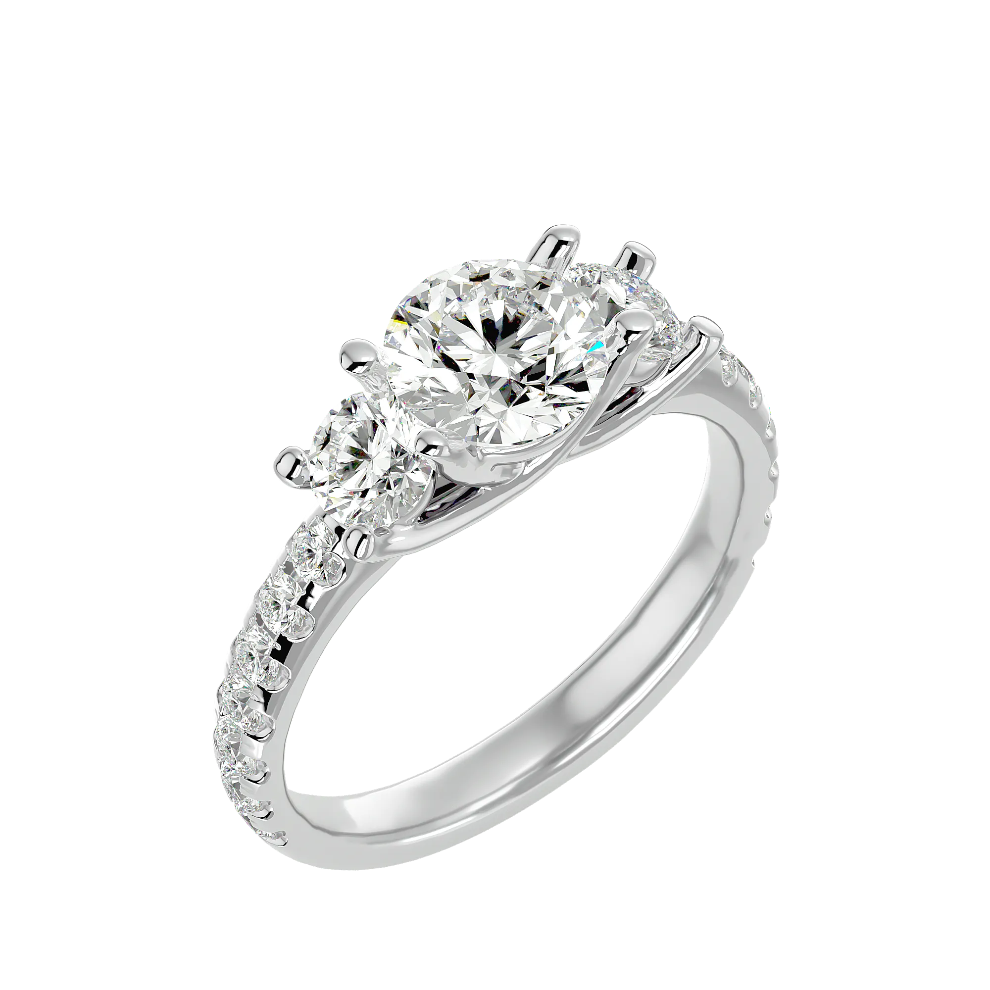 2 1/2 ctw Round Three Stone Lab Grown Diamond Ring