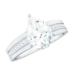 2 CT Pear Cut Moissanite Two Tone Engagement Ring