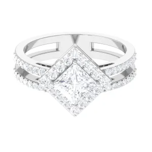 2.50 CT Princess Cut Zircon Double Engagement Band Ring