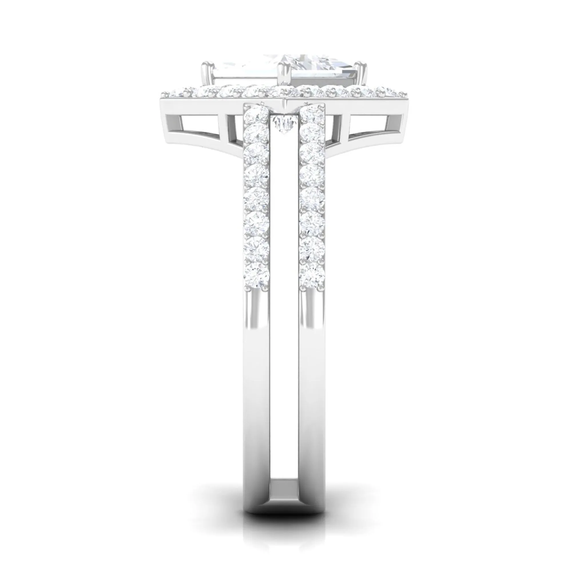 2.50 CT Princess Cut Zircon Double Engagement Band Ring