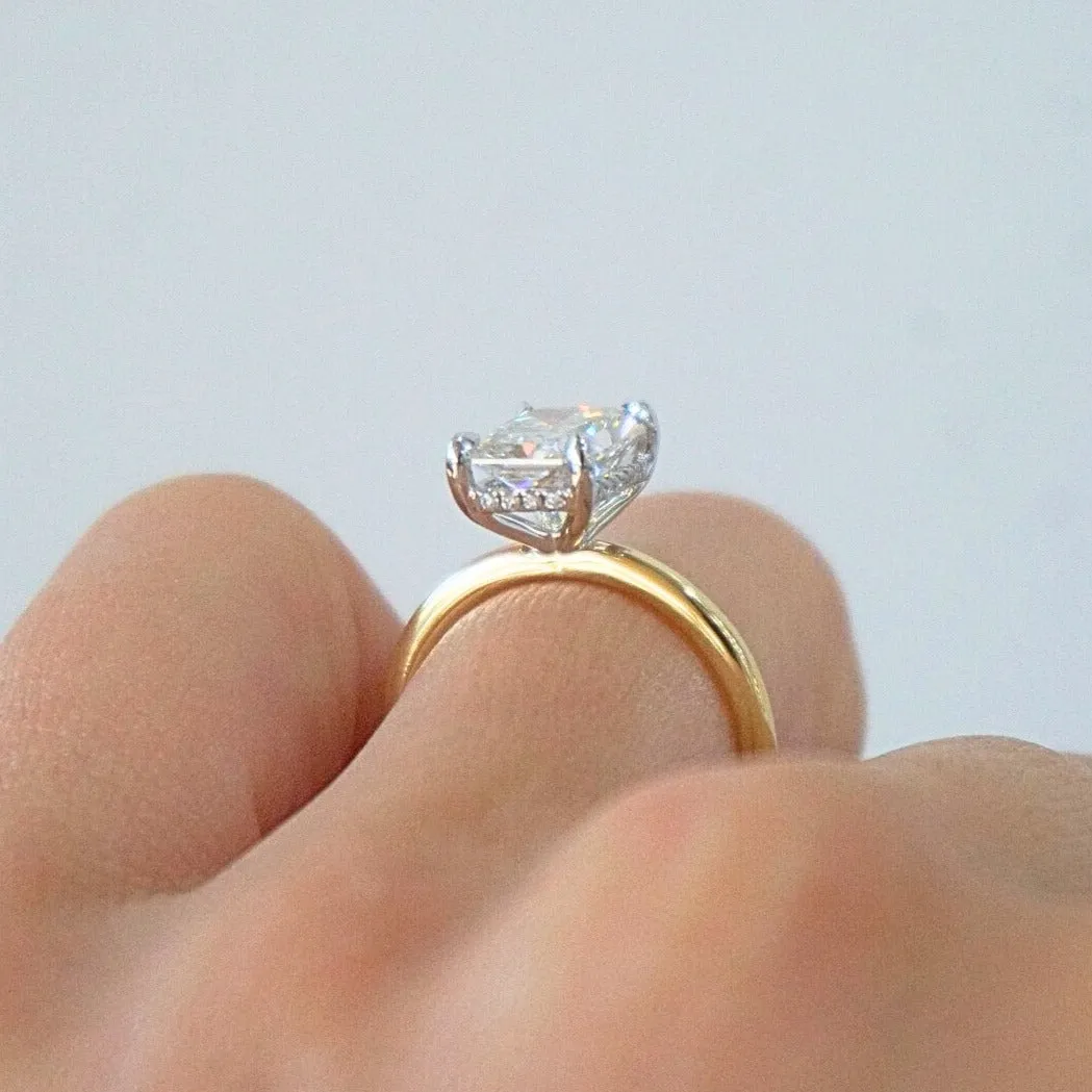 2.56 Carat Radiant Lab Engagement Ring with Hidden Halo | Engagement Ring Wednesday