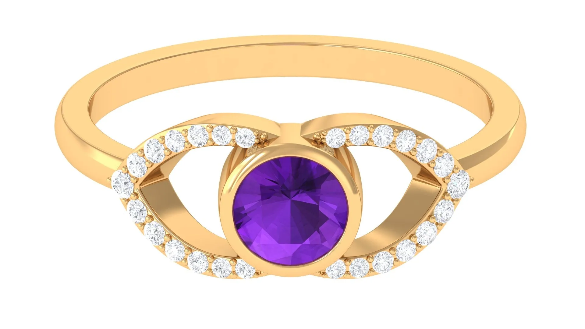 3/4 Carat Amethyst and Diamond Split Shank Engagement Ring