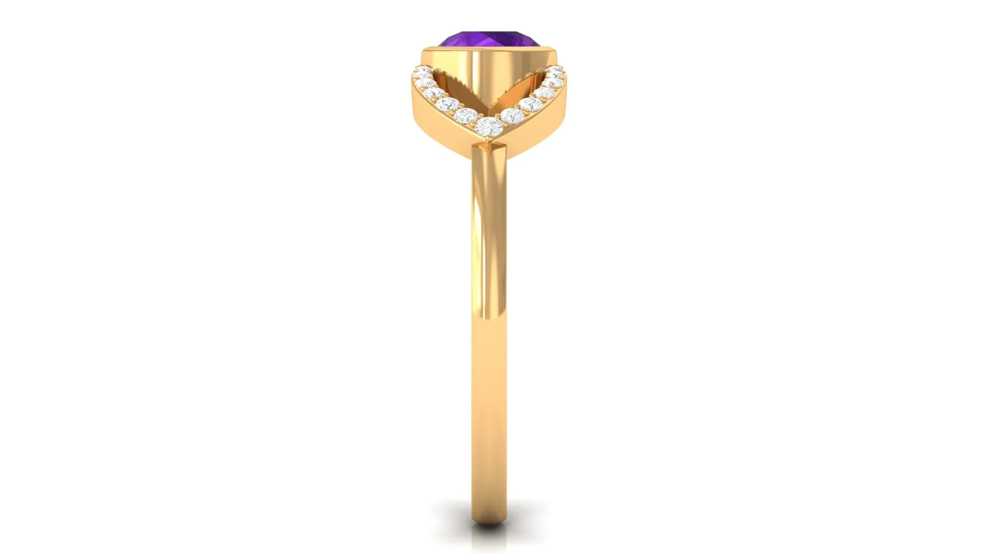 3/4 Carat Amethyst and Diamond Split Shank Engagement Ring