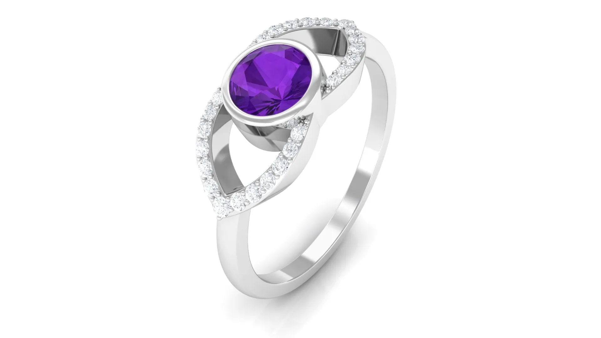 3/4 Carat Amethyst and Diamond Split Shank Engagement Ring