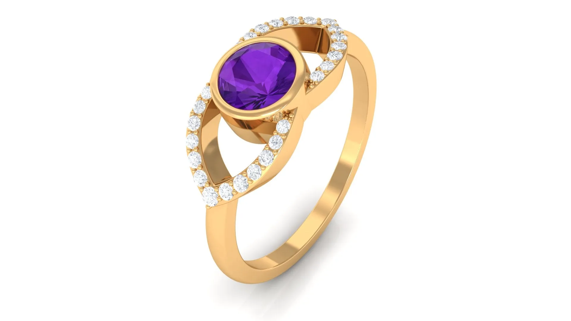 3/4 Carat Amethyst and Diamond Split Shank Engagement Ring
