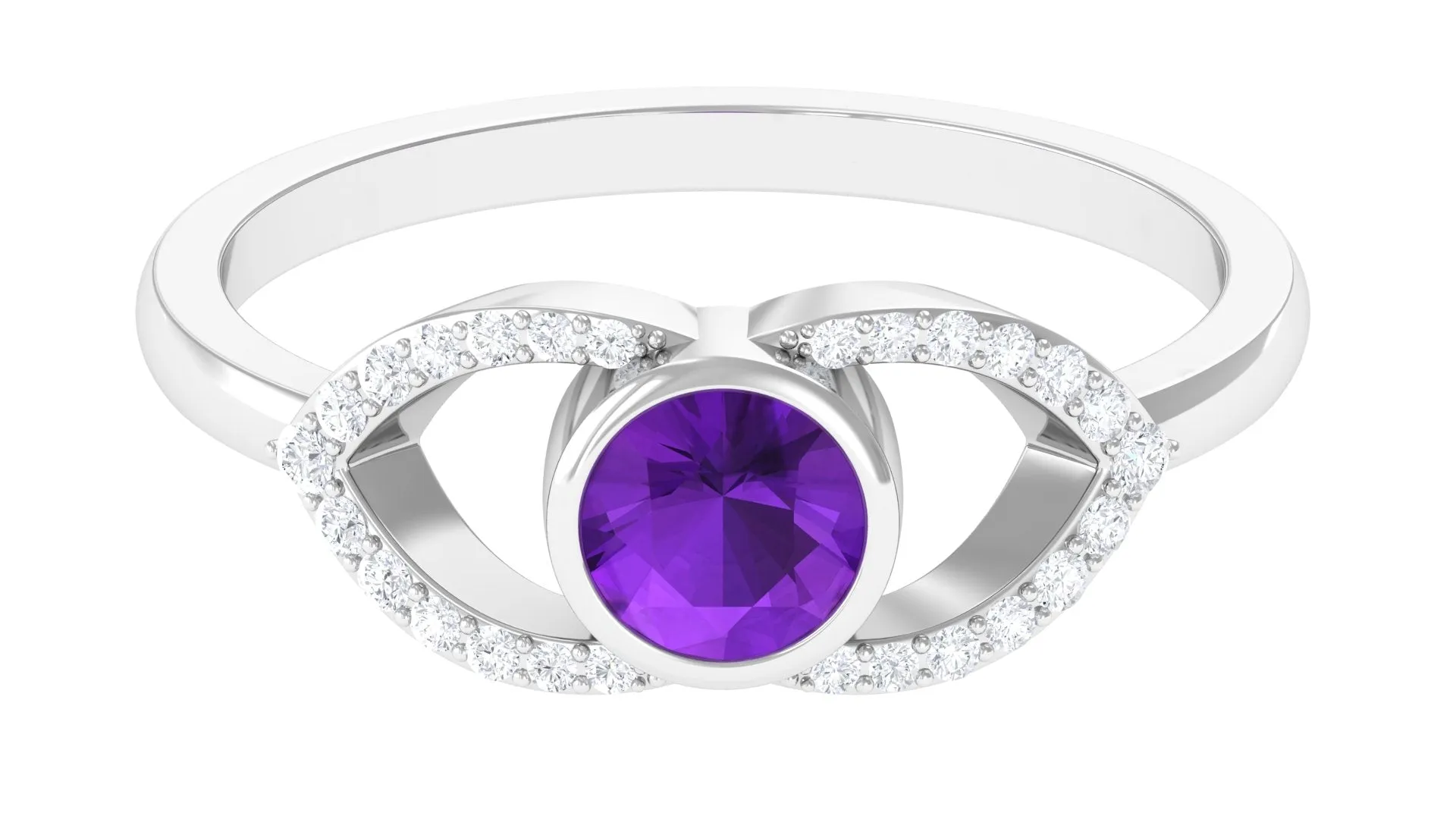 3/4 Carat Amethyst and Diamond Split Shank Engagement Ring