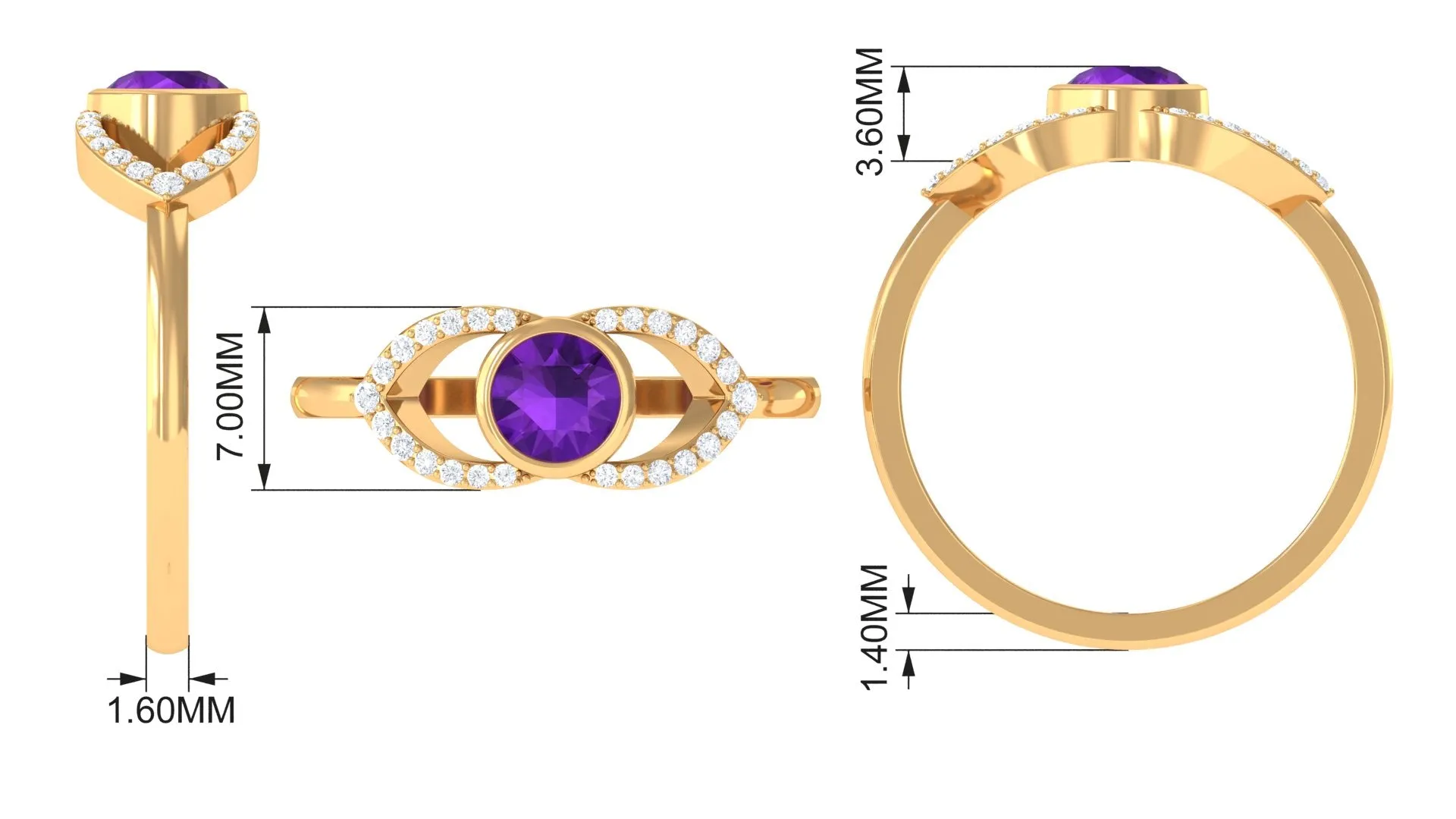 3/4 Carat Amethyst and Diamond Split Shank Engagement Ring