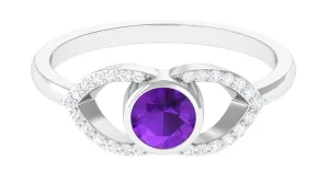 3/4 Carat Amethyst and Diamond Split Shank Engagement Ring