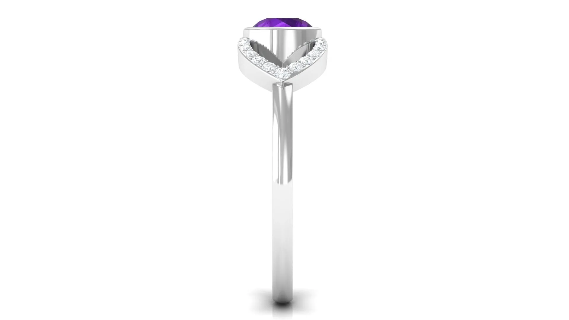 3/4 Carat Amethyst and Diamond Split Shank Engagement Ring