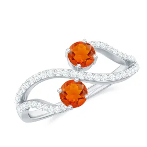 3/4 CT Minimal Fire Opal and Diamond Engagement Ring