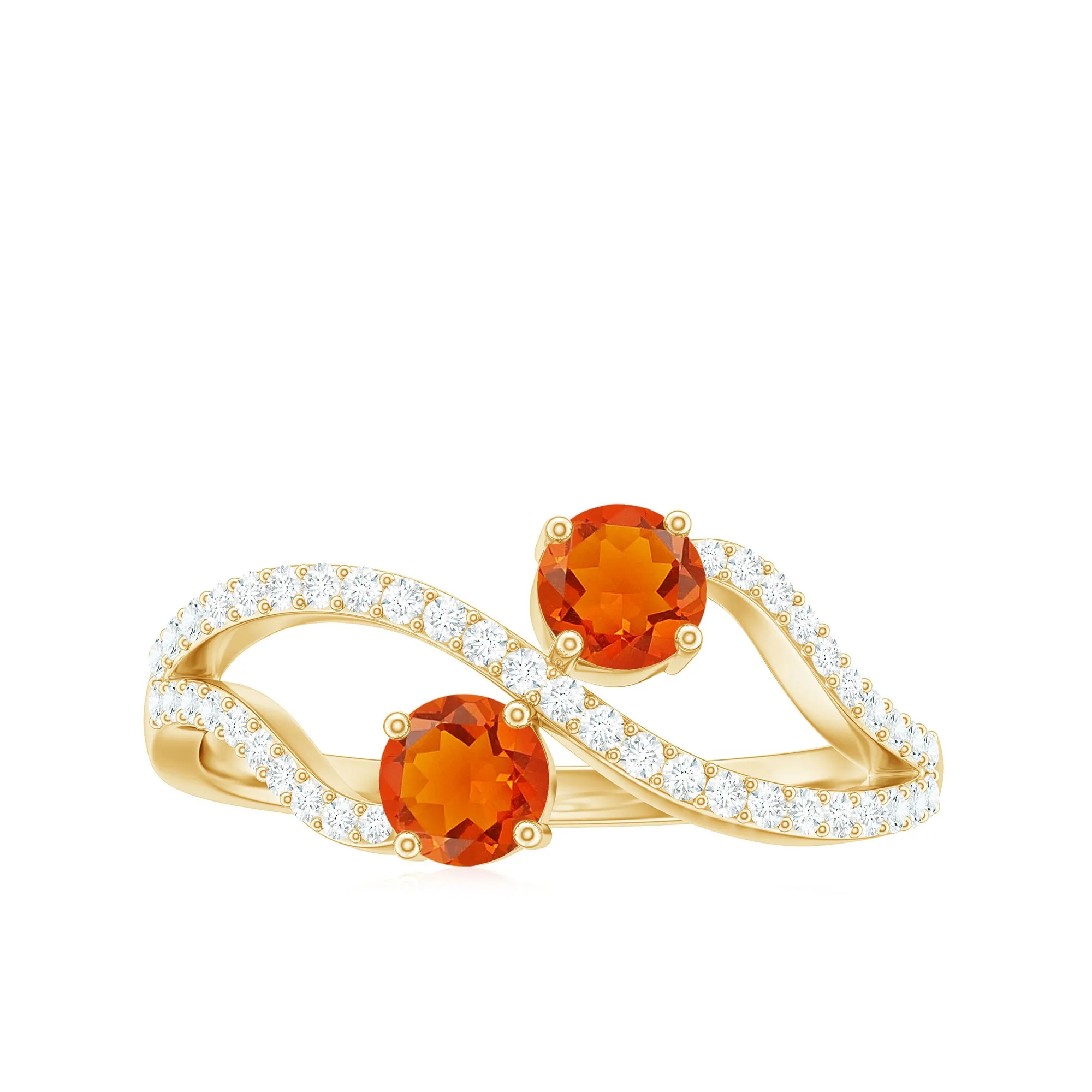 3/4 CT Minimal Fire Opal and Diamond Engagement Ring