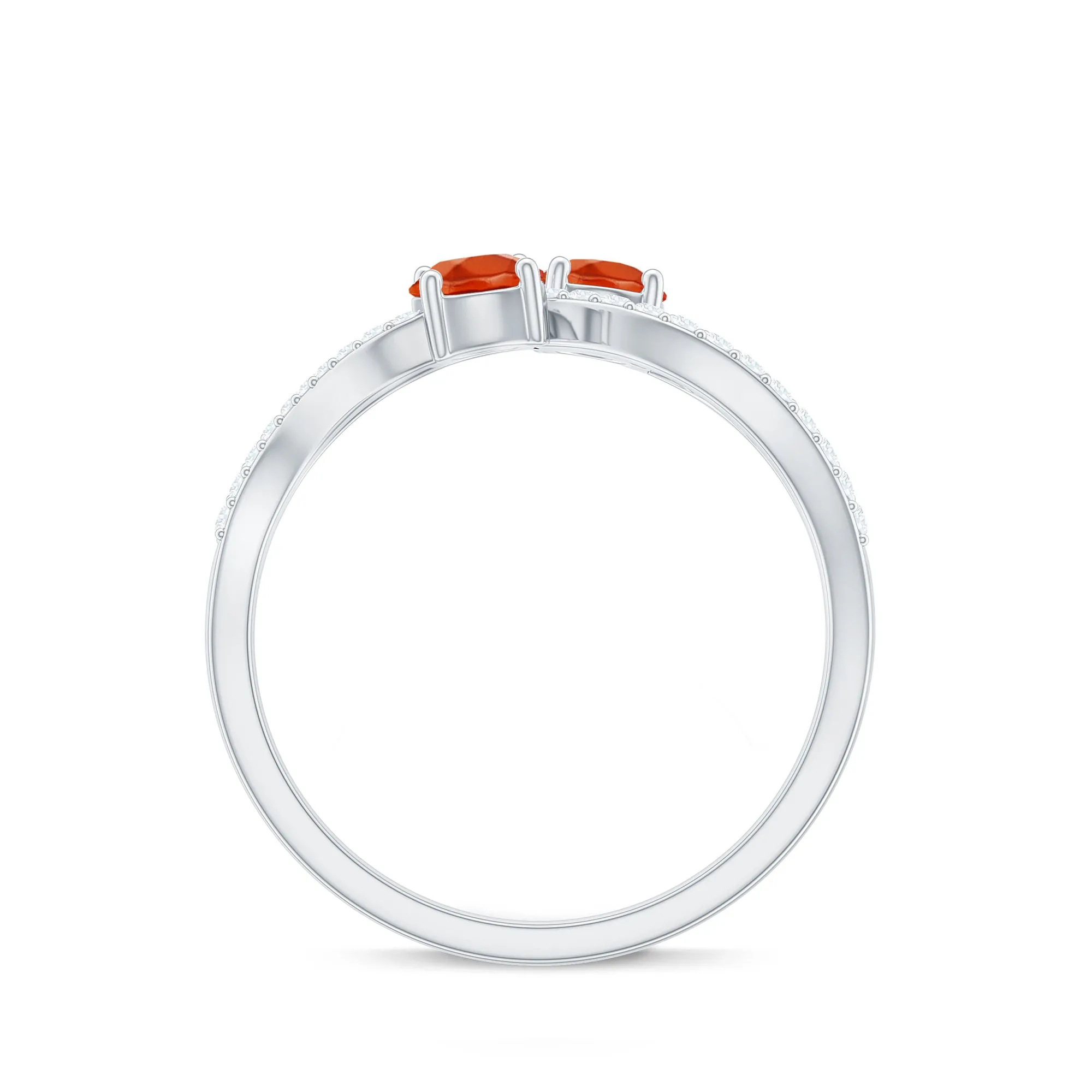 3/4 CT Minimal Fire Opal and Diamond Engagement Ring