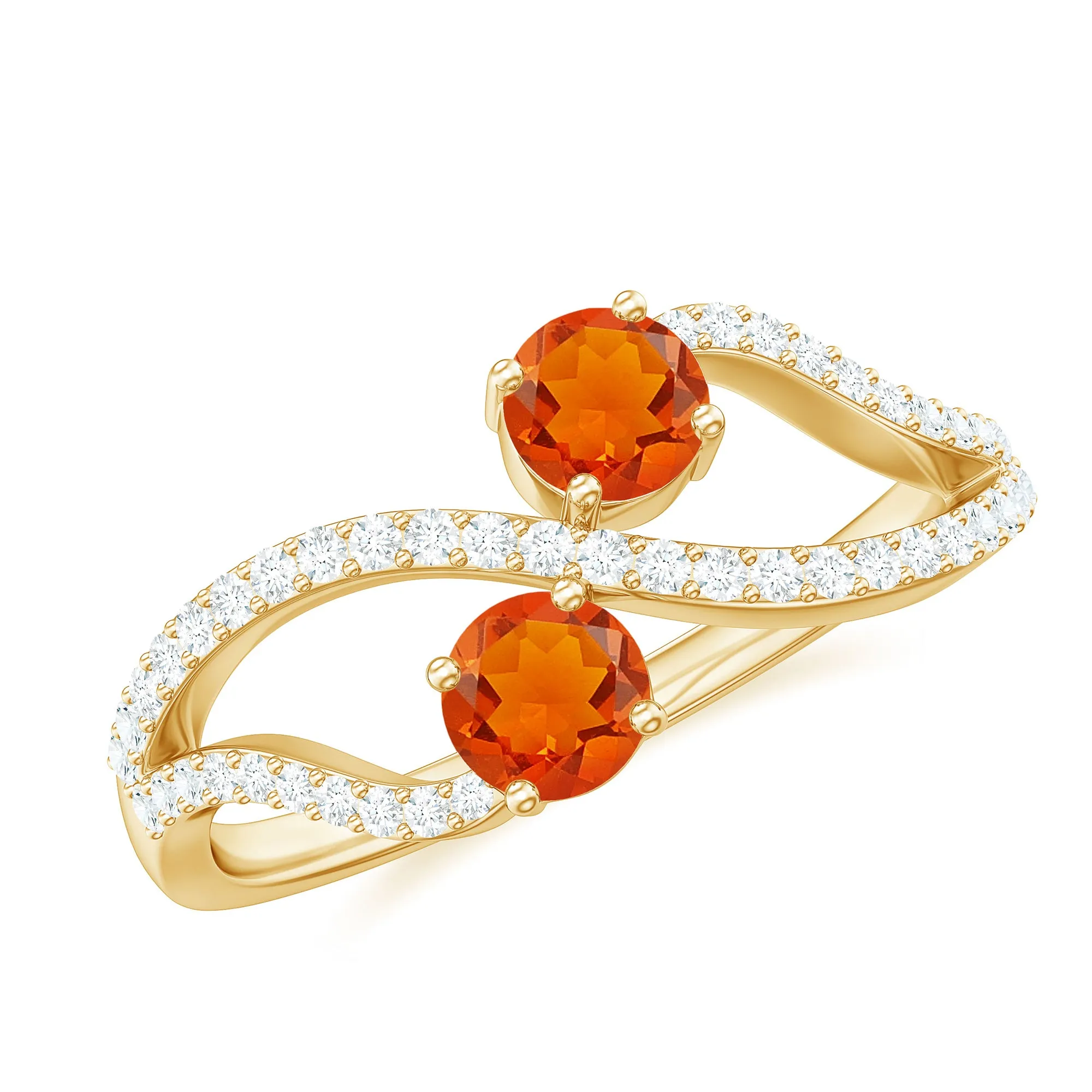 3/4 CT Minimal Fire Opal and Diamond Engagement Ring
