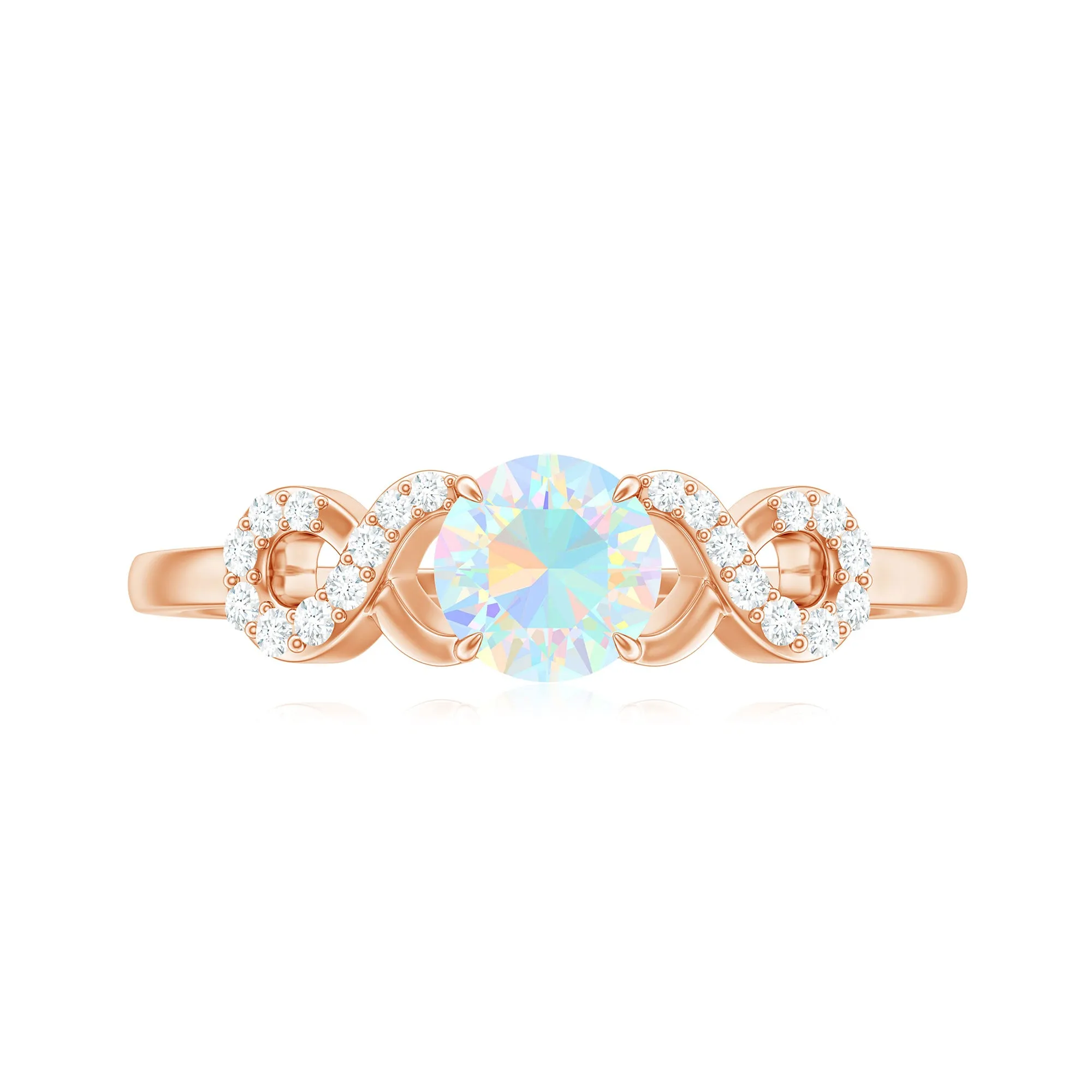 3/4 CT Round Ethiopian Opal Infinity Engagement Ring with Diamond