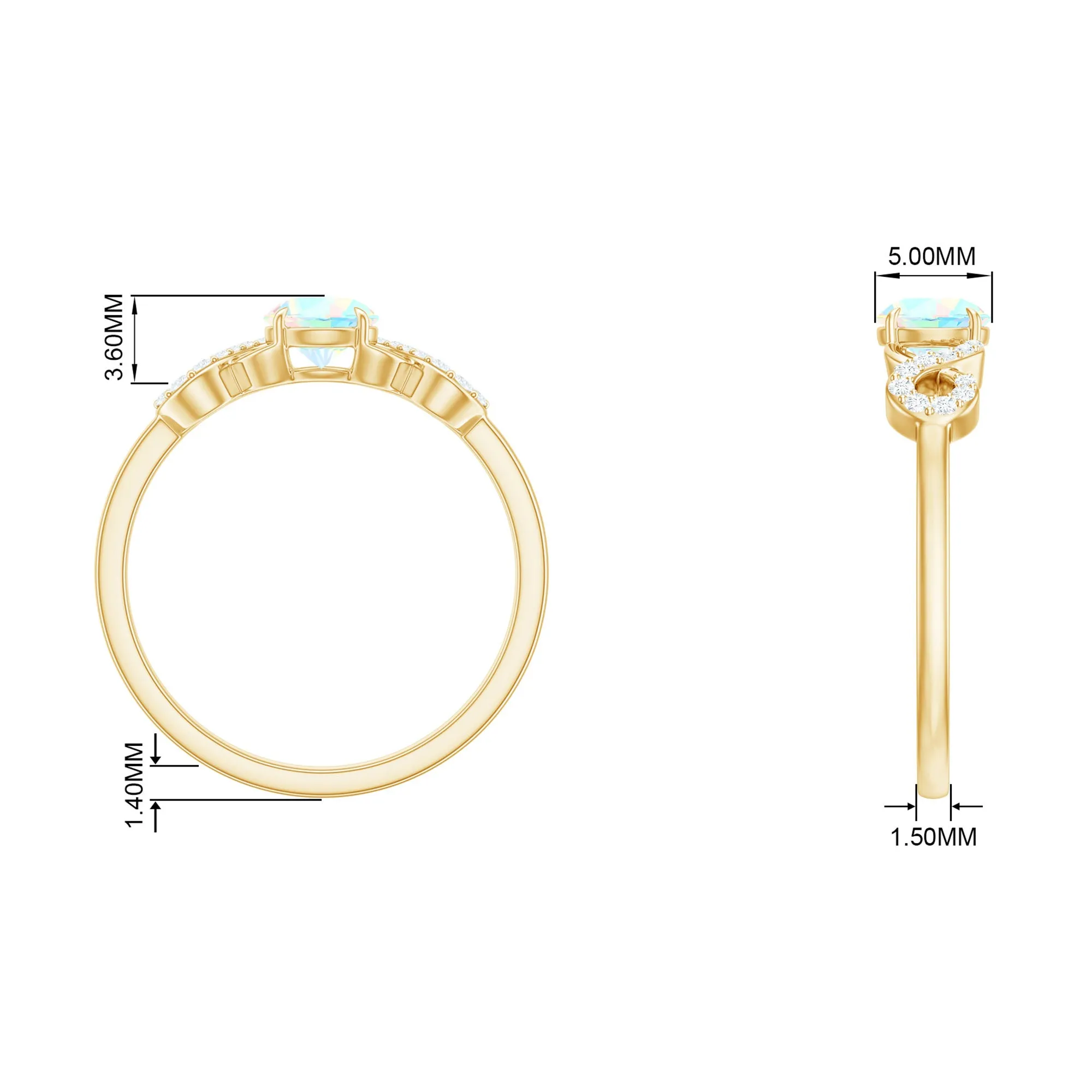 3/4 CT Round Ethiopian Opal Infinity Engagement Ring with Diamond